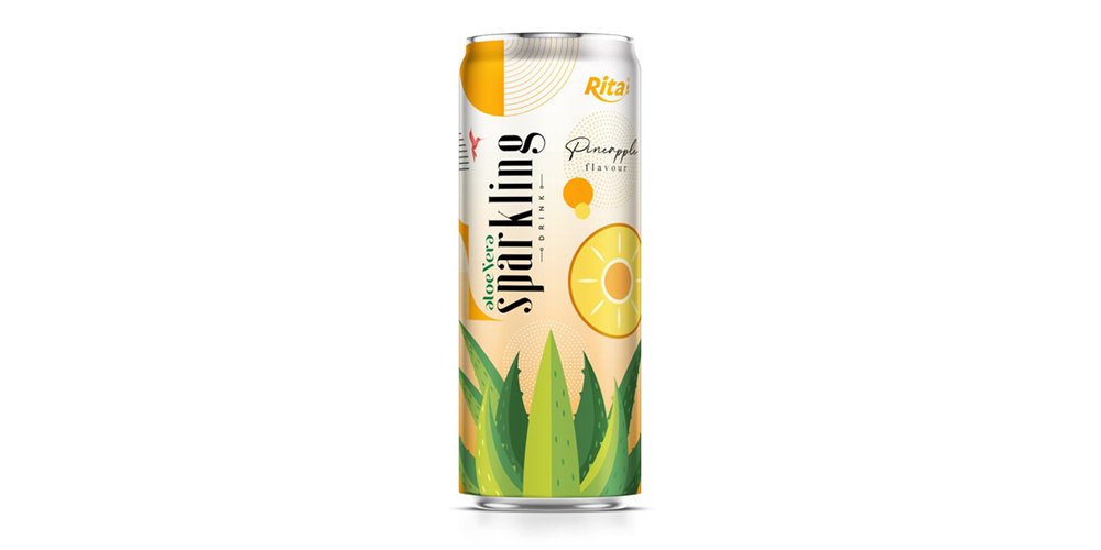 Sparkling Aloe Vera  With Pineapple Flavor 320ml Can